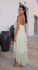Isadoria Tiered Ruffle Maxi Dress - Sage Green