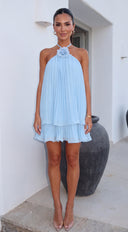 Rosette Affair Mini Dress - Blue