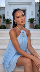 Rosette Affair Mini Dress - Blue