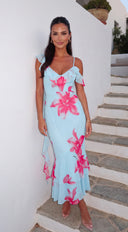Sun Kissed Ruffle Maxi Dress - Blue