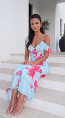 Sun Kissed Ruffle Maxi Dress - Blue