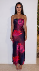 Bloom Veil Floral Strapless Maxi Dress - Black Multi