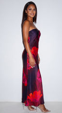 Bloom Veil Floral Strapless Maxi Dress - Black Multi