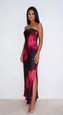 Bloom Veil Floral Strapless Maxi Dress - Black Multi