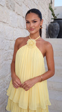 Rosette Affair Mini Dress - Yellow