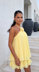 Rosette Affair Mini Dress - Yellow