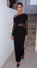 Celene Lace Maxi Dress - Black