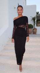 Celene Lace Maxi Dress - Black