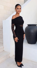 Celene Lace Maxi Dress - Black