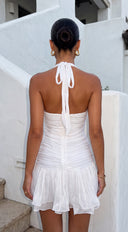 Lola Ruffle Halter Mini Dress - Off White