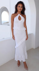 Limoncello Ruffle Maxi Dress - White