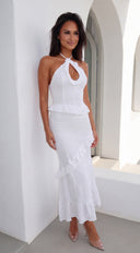 Limoncello Ruffle Maxi Dress - White
