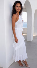 Limoncello Ruffle Maxi Dress - White