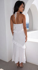 Limoncello Ruffle Maxi Dress - White