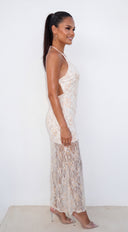 Zavelle Sequin Maxi Dress - Cream Beige