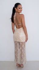 Zavelle Sequin Maxi Dress - Cream Beige