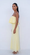 Luma Ruffle Strapless Maxi Dress - Yellow