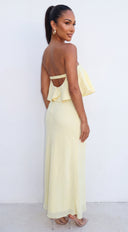 Luma Ruffle Strapless Maxi Dress - Yellow
