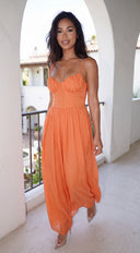 Orlaya Chiffon Wide Leg Jumpsuit - Orange