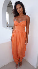Orlaya Chiffon Wide Leg Jumpsuit - Orange