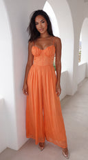 Orlaya Chiffon Wide Leg Jumpsuit - Orange