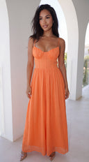 Orlaya Chiffon Wide Leg Jumpsuit - Orange