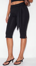 Joa Side Tie Capri Leggings - Black