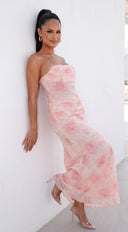 Noelle Strapless Floral Maxi Dress - Pink