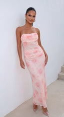 Noelle Strapless Floral Maxi Dress - Pink
