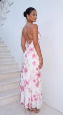 Nourina Floral Ruffle Maxi Dress - White Multi