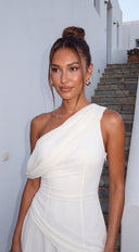 Avenza Draped One Shoulder Mini Dress - Cream