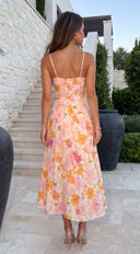Clementine Floral Midi Dress - Pink Multi