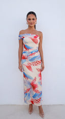 Vayda Floral One Shoulder Maxi Dress - Beige Multi
