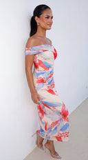 Vayda Floral One Shoulder Maxi Dress - Beige Multi