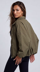 Oslo Funnel Neck Balloon Jacket - Olive Green