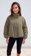 Oslo Funnel Neck Balloon Jacket - Olive Green