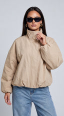 Oslo Funnel Neck Balloon Jacket - Beige