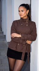 Vienna Cropped Trench Jacket - Brown