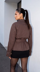 Vienna Cropped Trench Jacket - Brown