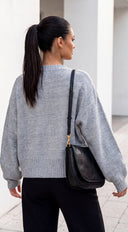 Lucerne Brushed V Neck Sweater - Gray