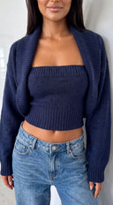 Nuvéa Shrug & Tube Top Knit Set - Navy