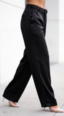 Auvé Wide Leg Pants - Charcoal Black