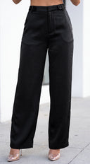 Auvé Wide Leg Pants - Charcoal Black