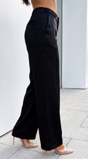Auvé Wide Leg Pants - Charcoal Black