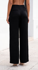 Auvé Wide Leg Pants - Charcoal Black