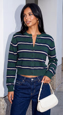 Rovena Stripe Knit Cardigan - Green Multi