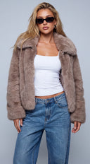 Sorevi Faux Fur Zip Jacket - Beige