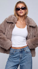 Sorevi Faux Fur Zip Jacket - Beige