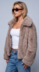 Sorevi Faux Fur Zip Jacket - Beige