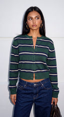 Rovena Stripe Knit Cardigan - Green Multi
